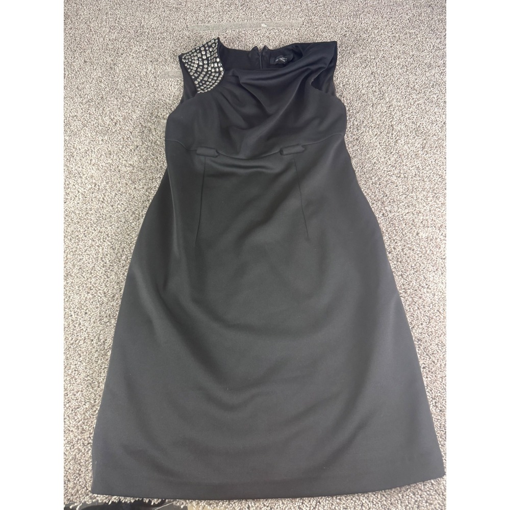 R&M Richards Womens Black Studded Shoulder Draped Sheath‎ Cocktail Dress Size 12